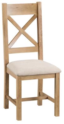 Oakley Oak Cross Back Chair with Fabric Seat