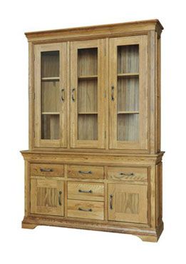 French Style Oak 4ft6in Glazed Dresser