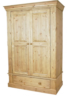 Cottage Pine Double Wardrobe with Drawer